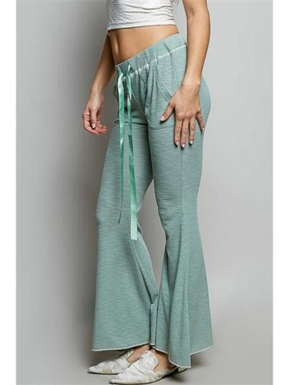 POL Drawstring Textured Ribbed Knit Pants - Picture 2 of 6